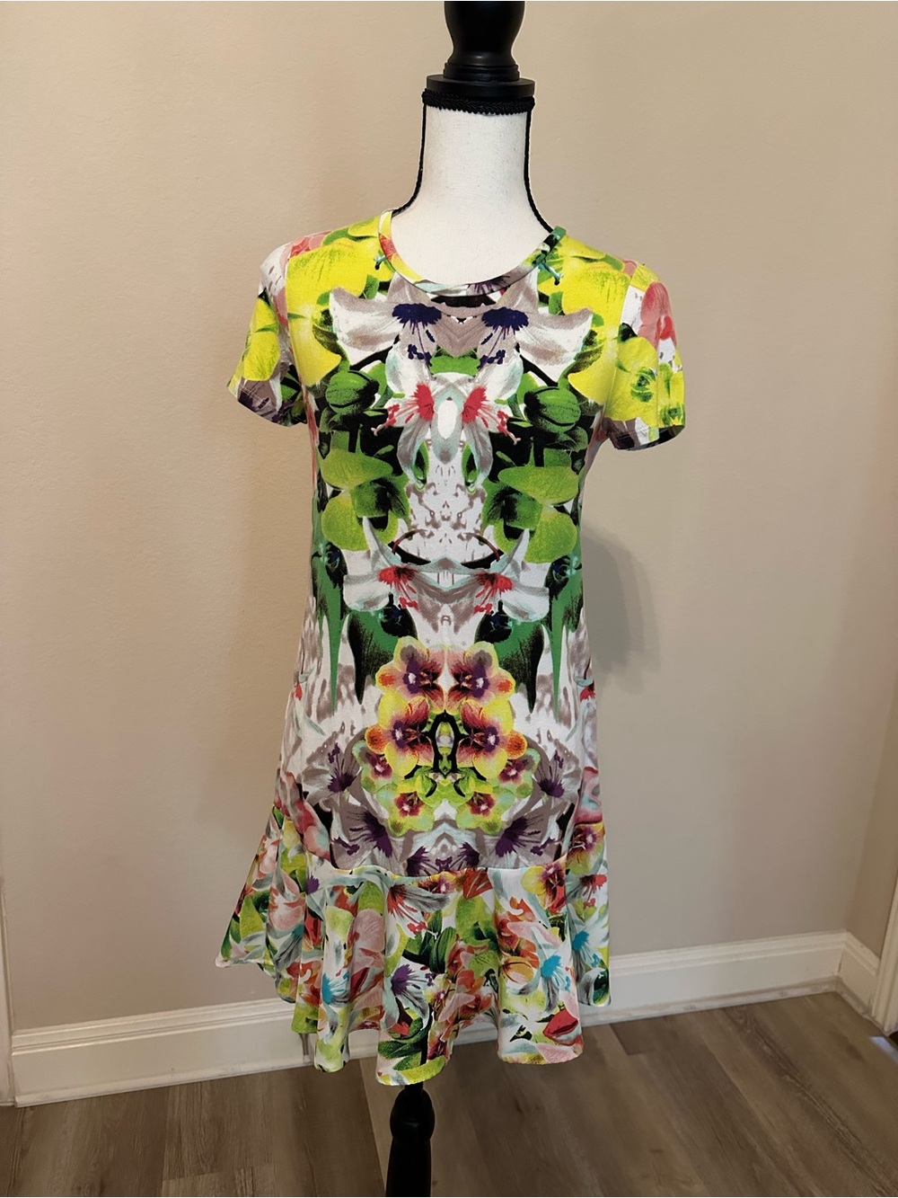 Prabal Gurung Girls' Floral Print Casual Dress in Green & Yellow